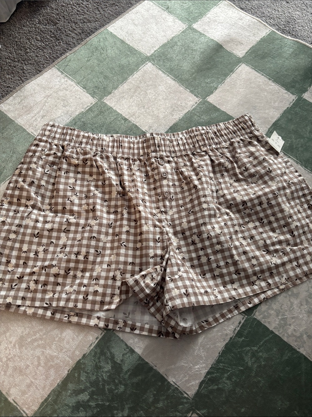 NWT Gilmore Girls Women’s Beige Plaid Cotton Lounge Shorts